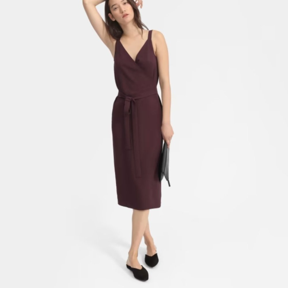 Everlane The Japanese GoWeave Tank Wrap Dress in Plumb, Size 12